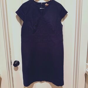 Ann Taylor Navy Blue Suit Sheath Dress with Cap Sleeves - 16 Petite